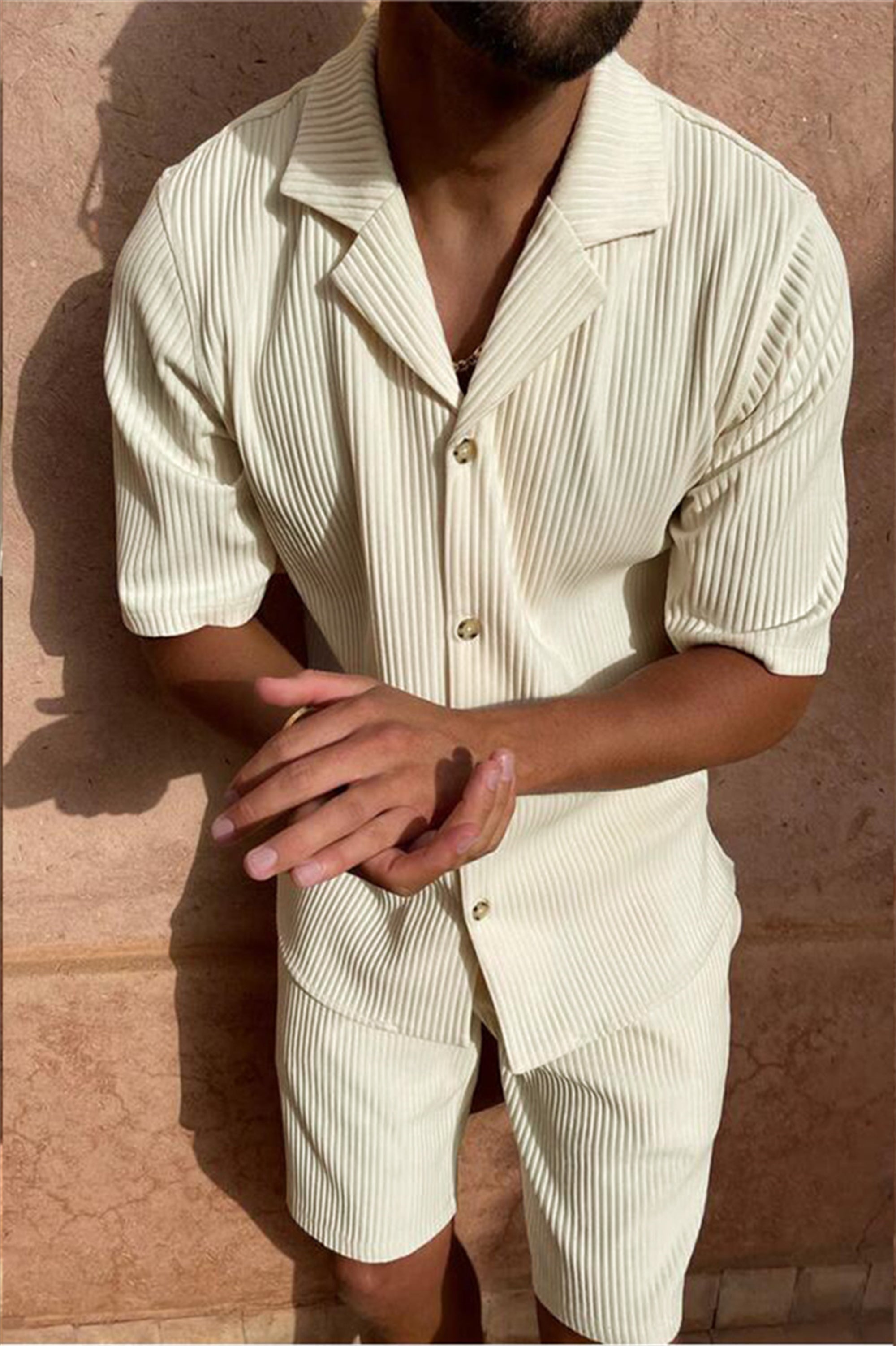 Ardian - Conjunto De Camisa De Manga Corta Y Pantalón Corto De Pana